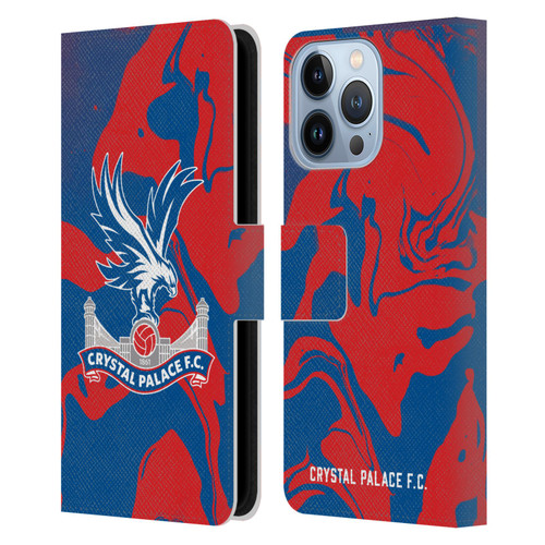 Crystal Palace FC Crest Red And Blue Marble Leather Book Wallet Case Cover For Apple iPhone 13 Pro