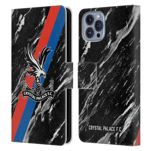 Crystal Palace FC Crest Black Marble Leather Book Wallet Case Cover For Apple iPhone 14