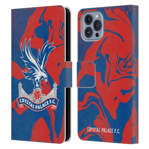 Crystal Palace FC Crest Red And Blue Marble Leather Book Wallet Case Cover For Apple iPhone 14