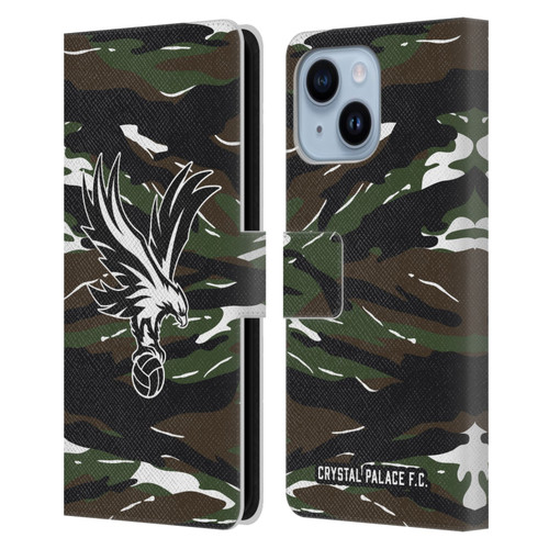 Crystal Palace FC Crest Woodland Camouflage Leather Book Wallet Case Cover For Apple iPhone 14 Plus