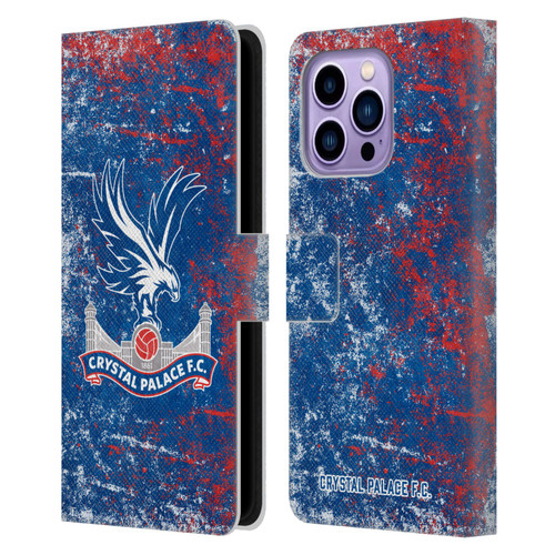 Crystal Palace FC Crest Distressed Leather Book Wallet Case Cover For Apple iPhone 14 Pro Max