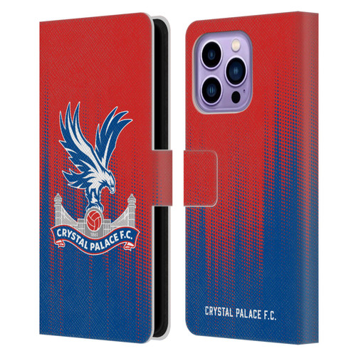 Crystal Palace FC Crest Halftone Leather Book Wallet Case Cover For Apple iPhone 14 Pro Max