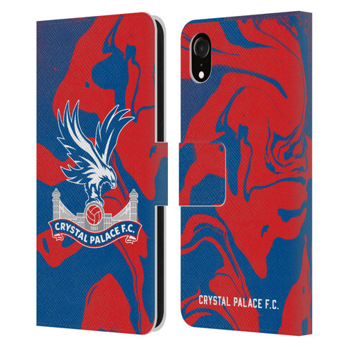 Crystal Palace FC Crest Red And Blue Marble Leather Book Wallet Case Cover For Apple iPhone XR