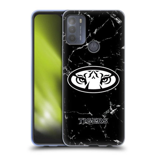 Auburn University AU Auburn University Black And White Marble Soft Gel Case for Motorola Moto G50