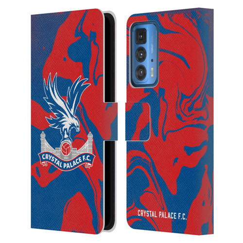 Crystal Palace FC Crest Red And Blue Marble Leather Book Wallet Case Cover For Motorola Edge 20 Pro