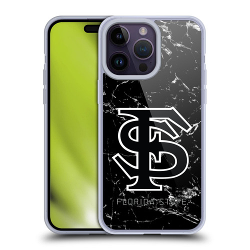 Florida State University FSU Florida State University Black And White Marble Soft Gel Case for Apple iPhone 14 Pro Max