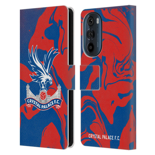 Crystal Palace FC Crest Red And Blue Marble Leather Book Wallet Case Cover For Motorola Edge 30