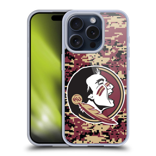 Florida State University FSU Florida State University Digital Camouflage Soft Gel Case for Apple iPhone 15 Pro