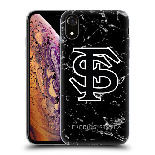 Florida State University FSU Florida State University Black And White Marble Soft Gel Case for Apple iPhone XR