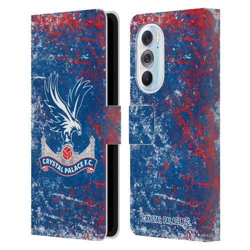 Crystal Palace FC Crest Distressed Leather Book Wallet Case Cover For Motorola Edge X30