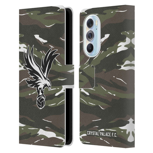 Crystal Palace FC Crest Woodland Camouflage Leather Book Wallet Case Cover For Motorola Edge X30