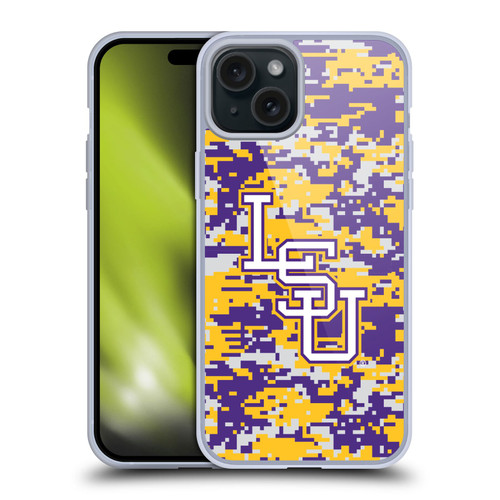 Louisiana State University LSU Louisiana State University Digital Camouflage Soft Gel Case for Apple iPhone 15 Plus