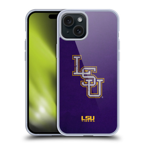 Louisiana State University LSU Louisiana State University Distressed Look Soft Gel Case for Apple iPhone 15 Plus