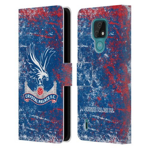 Crystal Palace FC Crest Distressed Leather Book Wallet Case Cover For Motorola Moto E7