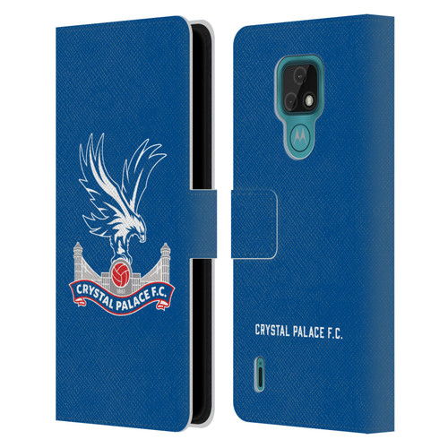 Crystal Palace FC Crest Plain Leather Book Wallet Case Cover For Motorola Moto E7