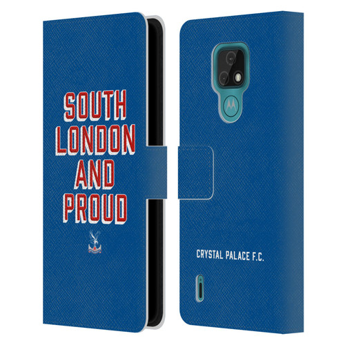Crystal Palace FC Crest South London And Proud Leather Book Wallet Case Cover For Motorola Moto E7