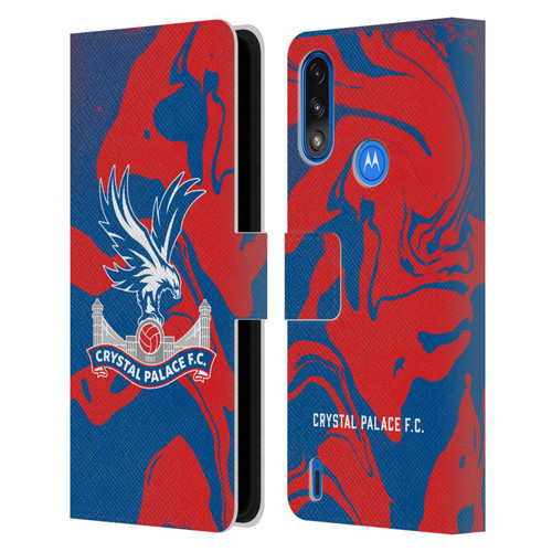 Crystal Palace FC Crest Red And Blue Marble Leather Book Wallet Case Cover For Motorola Moto E7 Power / Moto E7i Power