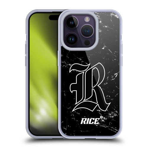 Rice University Rice University Black And White Marble Soft Gel Case for Apple iPhone 14 Pro