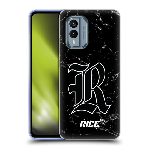 Rice University Rice University Black And White Marble Soft Gel Case for Nokia X30