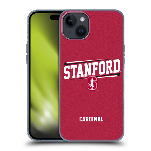 Stanford University The Farm Stanford University Double Bar Soft Gel Case for Apple iPhone 15 Plus