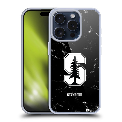 Stanford University The Farm Stanford University Black And White Marble Soft Gel Case for Apple iPhone 15 Pro