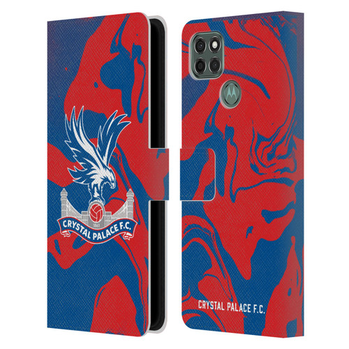 Crystal Palace FC Crest Red And Blue Marble Leather Book Wallet Case Cover For Motorola Moto G9 Power