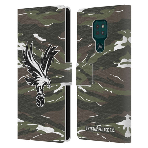 Crystal Palace FC Crest Woodland Camouflage Leather Book Wallet Case Cover For Motorola Moto G9 Play