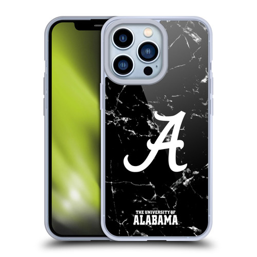 University Of Alabama UA The University Of Alabama Black And White Marble Soft Gel Case for Apple iPhone 13 Pro