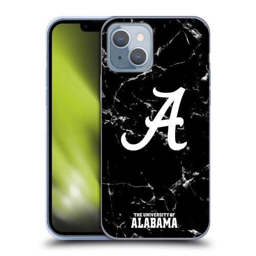 University Of Alabama UA The University Of Alabama Black And White Marble Soft Gel Case for Apple iPhone 14