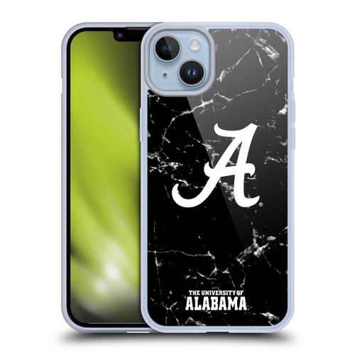 University Of Alabama UA The University Of Alabama Black And White Marble Soft Gel Case for Apple iPhone 14 Plus