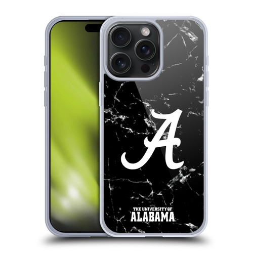 University Of Alabama UA The University Of Alabama Black And White Marble Soft Gel Case for Apple iPhone 15 Pro Max