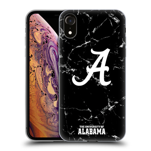 University Of Alabama UA The University Of Alabama Black And White Marble Soft Gel Case for Apple iPhone XR