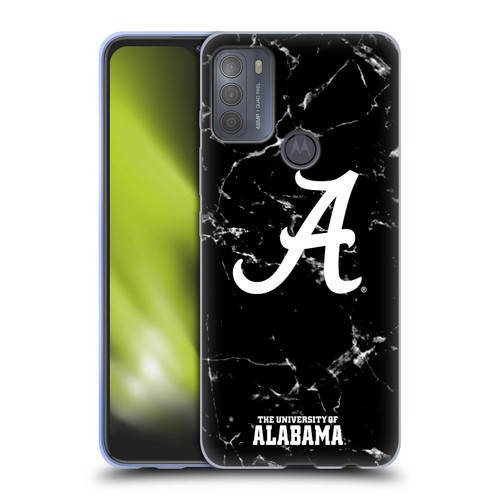 University Of Alabama UA The University Of Alabama Black And White Marble Soft Gel Case for Motorola Moto G50