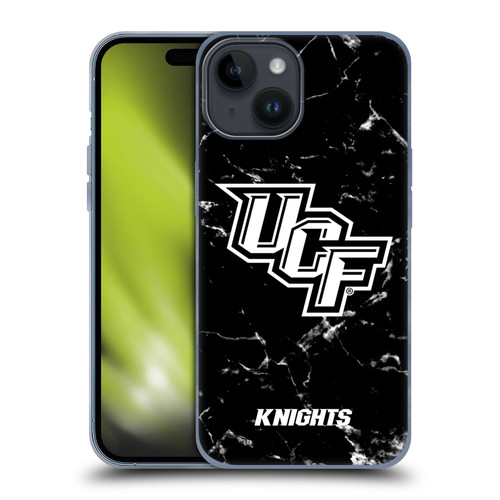 University Of Central Florida UCF University Of Central Florida Black And White Marble Soft Gel Case for Apple iPhone 15