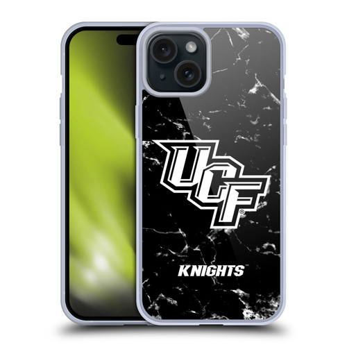 University Of Central Florida UCF University Of Central Florida Black And White Marble Soft Gel Case for Apple iPhone 15 Plus