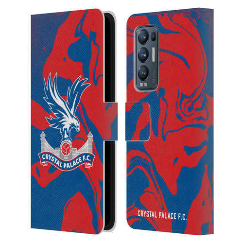 Crystal Palace FC Crest Red And Blue Marble Leather Book Wallet Case Cover For OPPO Find X3 Neo / Reno5 Pro+ 5G