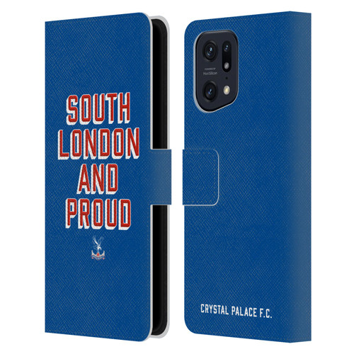 Crystal Palace FC Crest South London And Proud Leather Book Wallet Case Cover For OPPO Find X5
