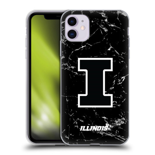 University Of Illinois U Of I University Of Illinois Black And White Marble Soft Gel Case for Apple iPhone 11