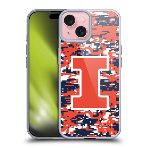 University Of Illinois U Of I University Of Illinois Digital Camouflage Soft Gel Case for Apple iPhone 15