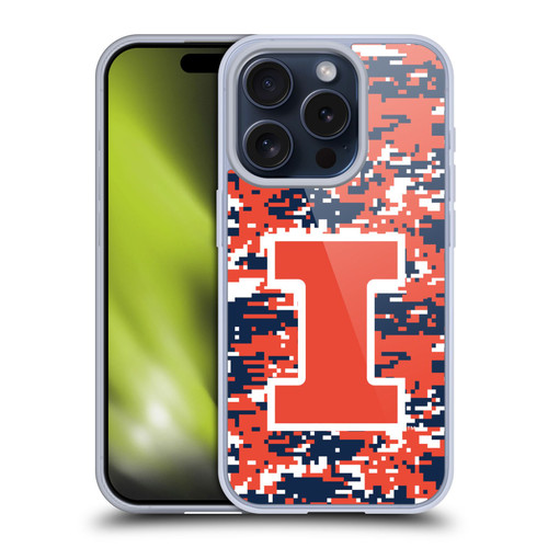 University Of Illinois U Of I University Of Illinois Digital Camouflage Soft Gel Case for Apple iPhone 15 Pro