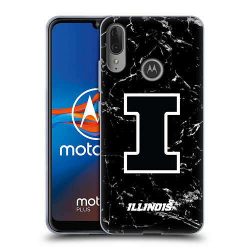 University Of Illinois U Of I University Of Illinois Black And White Marble Soft Gel Case for Motorola Moto E6 Plus