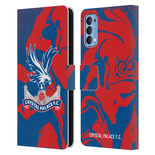 Crystal Palace FC Crest Red And Blue Marble Leather Book Wallet Case Cover For OPPO Reno 4 5G