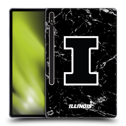 University Of Illinois U Of I University Of Illinois Black And White Marble Soft Gel Case for Samsung Galaxy Tab S8 Plus