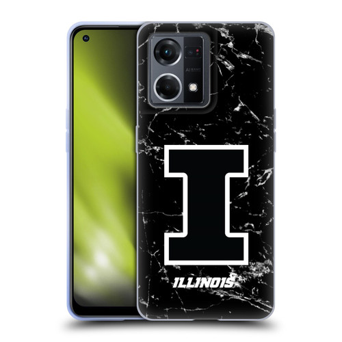 University Of Illinois U Of I University Of Illinois Black And White Marble Soft Gel Case for OPPO Reno8 4G