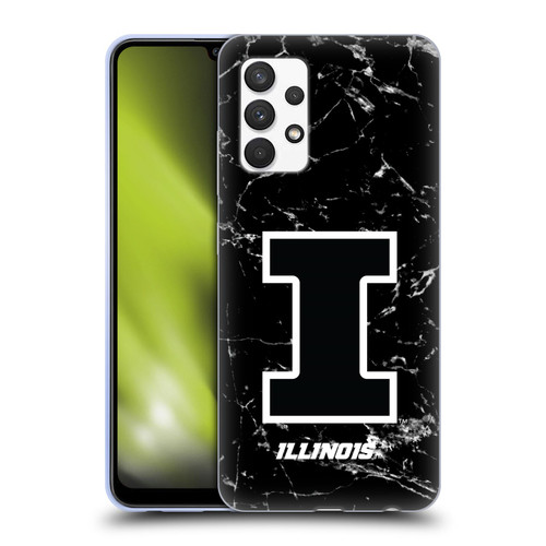 University Of Illinois U Of I University Of Illinois Black And White Marble Soft Gel Case for Samsung Galaxy A32 (2021)