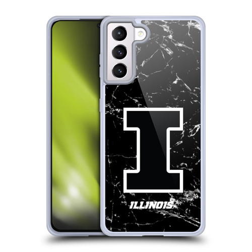 University Of Illinois U Of I University Of Illinois Black And White Marble Soft Gel Case for Samsung Galaxy S21+ 5G