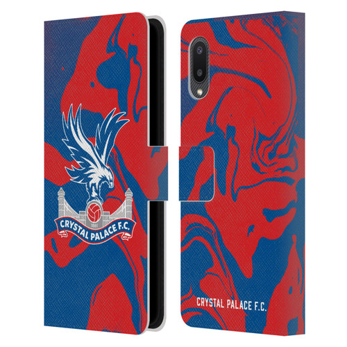 Crystal Palace FC Crest Red And Blue Marble Leather Book Wallet Case Cover For Samsung Galaxy A02/M02 (2021)