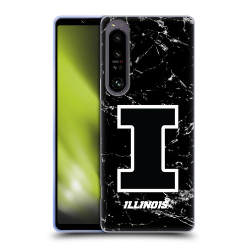 University Of Illinois U Of I University Of Illinois Black And White Marble Soft Gel Case for Sony Xperia 1 IV