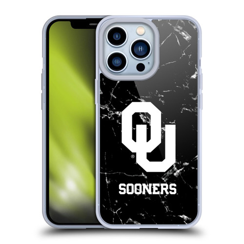 University of Oklahoma OU The University of Oklahoma Black And White Marble Soft Gel Case for Apple iPhone 13 Pro