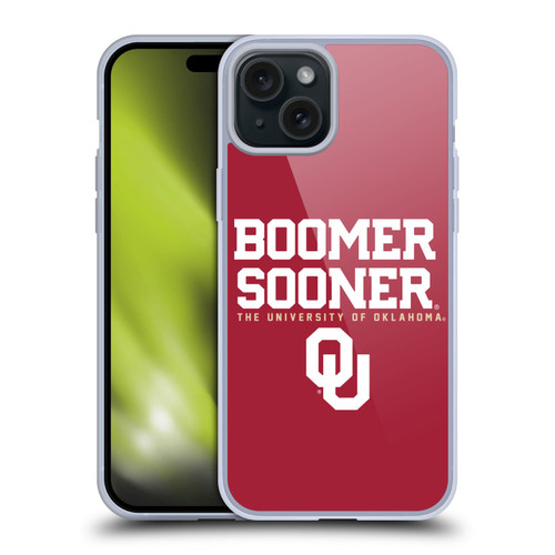 University of Oklahoma OU The University of Oklahoma Boomer Sooner Soft Gel Case for Apple iPhone 15 Plus